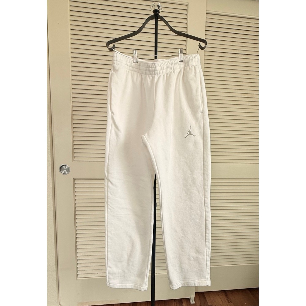 Jordan Brand White Fleece Sweatpants Jumpman Graphic Joggers Large